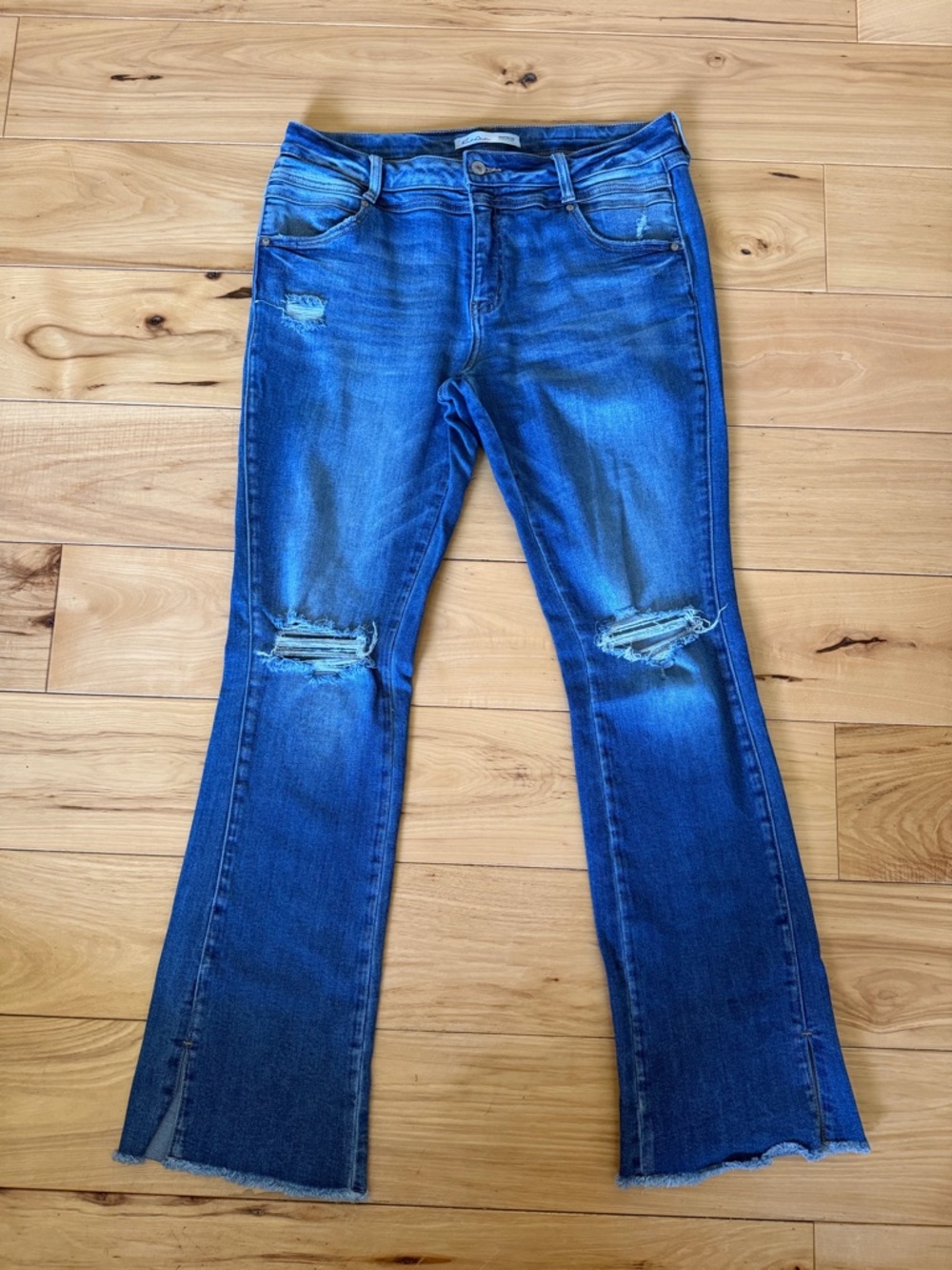KanCan Blue Distressed Flare Jeans